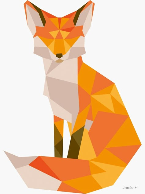 "Geometric Fox" Sticker by jamiehammond | Redbubble Geometric Fox Drawing, Geometric Fox, Art Fox, Polygon Art, Cubism Art, Fox Tattoo, Low Poly Art, Geometric Animals, Fox Art