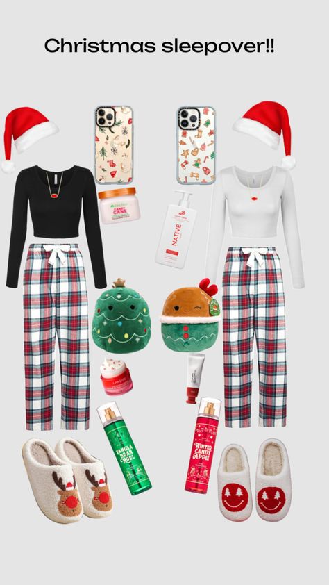 #outfitinspo #beauty #christmas #christmasaesthetic #cute #preppy #outfit #skin #skincare #sleepover Mas Outfits, Preppy Christmas Outfit, Sleepover Outfit, Christmas Sleepover, Christmas Outfit Inspiration, Matching Outfits Best Friend, Christmas Fits, Cute Christmas Outfits, Xmas Outfits