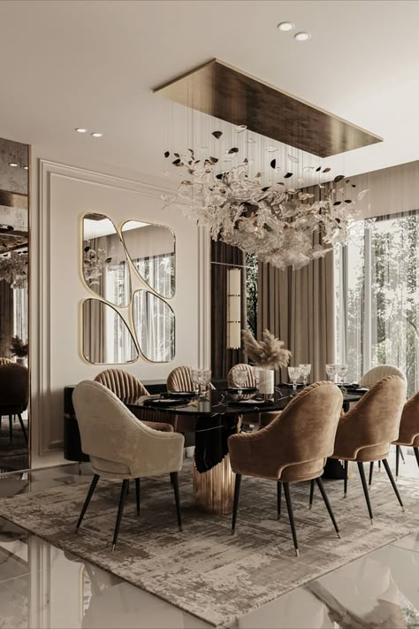 Dine in luxury with these exquisite dining room inspirations that redefine elegance. Luxury Dining Room Decor, Dining Room Design Luxury, Dining Area Design, Luxxu Modern Design Living, Modern Luxury Interior, Dining Interior, Dining Room Design Modern, Dinning Room Design, Luxury Dining Room