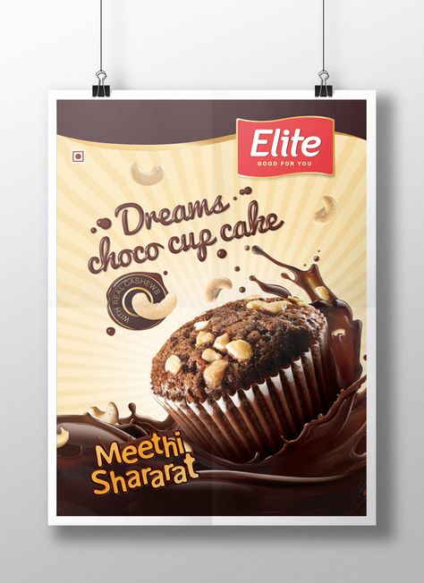 ELITE CUPCAKES POSTER DESIGN on Behance Cupcake Advertisement Poster, Cake Advertising Poster, Product Advertisement Design Poster, Cupcake Poster Design, Cake Poster Design Ideas, Cake Advertising Design, Chocolate Poster Design, Cake Poster Design, Bakery Ads