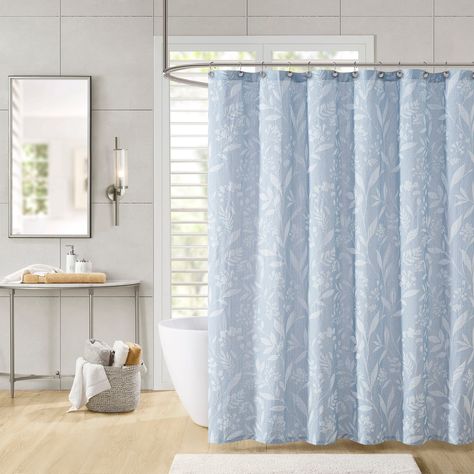 Floral Shower Curtain - Bed Bath & Beyond - 39699004 Floral Shower Curtain, Blue Shower Curtains, Cotton Shower Curtain, White Shower Curtain, Floral Shower Curtains, Shower Curtain Rods, Bathroom Collections, Living Styles, Shower Liner