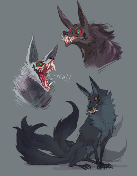 Creature Drawings, Monster Concept Art, Fantasy Creatures Art, Mythical Creatures Art, Creepy Art, Monster Design, Creature Concept Art, Wolf Art, Arte Fantasy