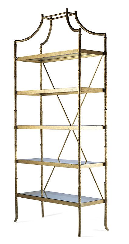 Golden Regency Metal Bamboo Etagere Gold Etagere, Highland Homes, Up House, Faux Bamboo, Glass Shelves, Decoration Table, Furniture Accessories, Chinoiserie, Home Interior