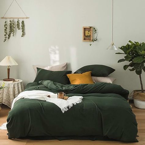 Amazon.co.uk: Cottagecore Bedding Green Duvet Cover, Ruffle Duvet Cover, Modern Bed Set, Green Comforter, Green Sheets, Green Duvet, Green Duvet Covers, King Size Duvet Covers, King Size Duvet