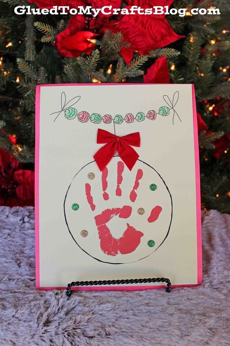 Christmas Handprint Crafts Free Printable, December Arts And Crafts For Toddlers, Christmas Card Handprint, Christmas Handprint Crafts For Toddlers, Toddler Handprint Christmas Crafts, Simple Christmas Crafts For Toddlers, Hand Print Christmas Cards, Christmas Handprints, Handprint Christmas Crafts