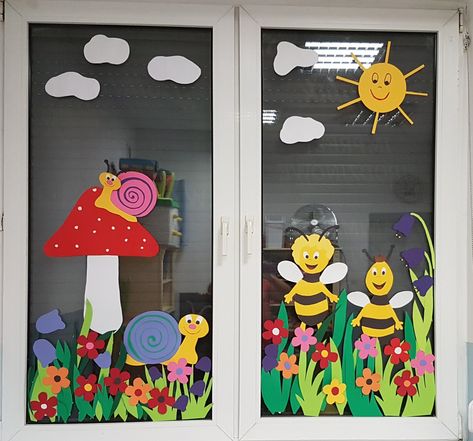 WINDOW DECORATION OF OFFICE-OUT SIDE Preschool Window Decorations Classroom, Window Decoration For Preschool, Window Decoration For Classroom, Window School Decoration, Classroom Window Ideas Preschool, Window Decor Ideas For School, School Window Decoration Ideas, Window Decorations For Classroom, Class Window Decoration Ideas