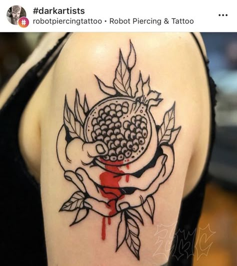 Forearm Tattoo Women Linework, Bold Linework Tattoo, Pomegranate Heart Tattoo, Pm Tattoo, Tarot Tattoos, Persephone Tattoo, Piercing And Tattoo, Pomegranate Tattoo, Austin Tattoo