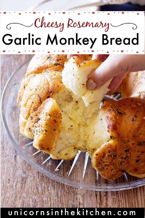 This cheesy rosemary garlic monkey bread is so easy to make, you will want to make it everyday. It's perfect for parties and game days. You can make it from scratch or use store-bought dough such as refrigerated biscuit.  #garlicbread #monkeybread #appetizers #appetizer #partyfood Cheesy Monkey Bread, Monkey Bread From Scratch, Garlic Monkey Bread, Savory Monkey Bread, Baked Garlic Parmesan Chicken, Healthy Finger Foods, Rosemary Garlic, Delicious Appetizer Recipes, Baked Garlic