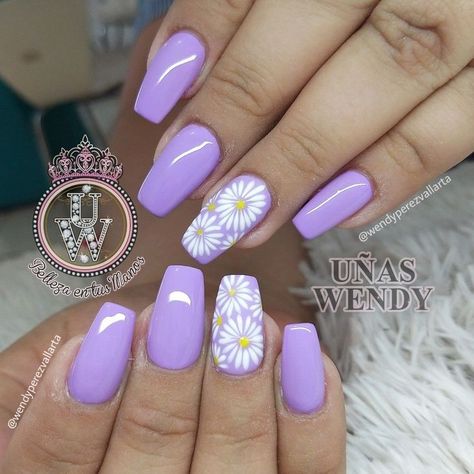 Summer Nails Art, Nails Art Ideas, Easter Nail, Lilac Nails, Summer Nail Designs, Fingernail Designs, Spring Acrylic Nails, Lavender Nails, Floral Nail Designs