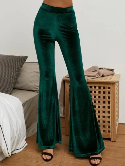 Galaxy Pattern Flare Leg Velvet Pants | SHEIN USA Flare Outfit, Miracle Eye, Emerald Velvet, Velvet Flare Pants, Perfect Dark, Velvet Flares, Flare Leg Pants, Velvet Pants, Women Pants