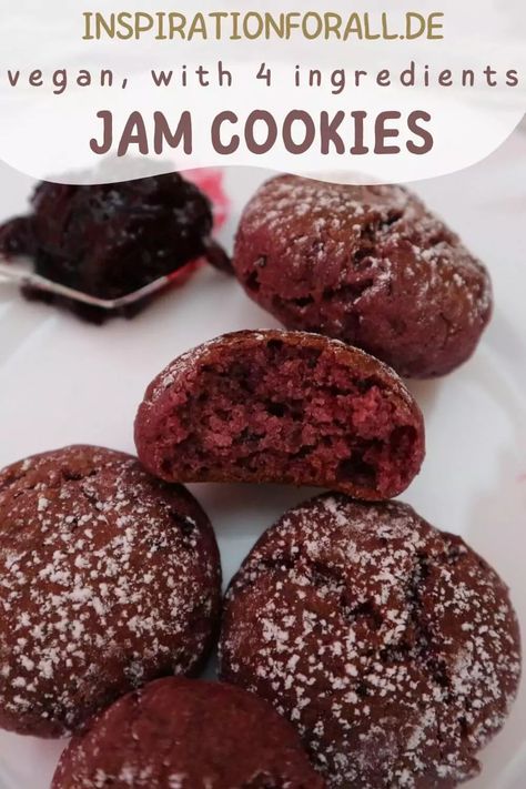 Vegan Jam Cookies, Vegan Jam, 4 Ingredient Cookies, Vegan Shortbread, Jam Sandwich, 4 Ingredient Recipes, Apple Jam, Vegan Cookies Recipes, Jam Cookies