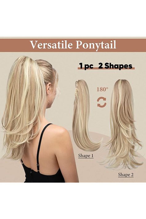 youngways Clip in Ponytail Extension Dirty Blonde 18 Inch Drawstring Pony Tails Hair Extensions for Women Long Curly Wavy Ponytail Hair piece Synthetic Fake Versatile Pony Blonde Ponytail Extension, Blonde Hair Pieces, Easy Hair Extensions, Hair Ext, Clip In Ponytail Extensions, Ponytail Hair Piece, Blonde Ponytail, Wavy Ponytail, Blonde Hair Extensions