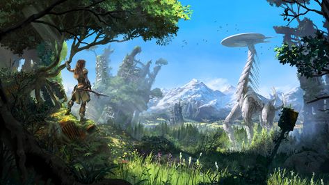 Liven up your video calls with these PlayStation-themed backgrounds – PlayStation.Blog Horizon Zero Dawn Wallpaper, Robot Wallpaper, Bow Hunter, 1080p Wallpaper, Latest Hd Wallpapers, Mountain Wallpaper, Ghost Of Tsushima, Horizon Zero Dawn, Story Setting