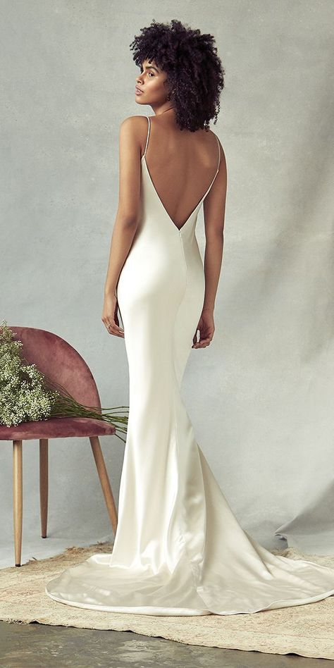 24 Excellent And Elegant Silk Wedding Dresses ❤   silk wedding dresses mermaid simple with spaghetti straps v back justin alexander ❤   #weddingdresses Wedding Dresses Mermaid Simple, Silk Bridal Gown, Savannah Miller, Slip Wedding Dress, Wedding Dress Guide, Silk Wedding Dress, Dress Guide, Backless Wedding, Dresses Mermaid