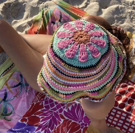 Crochet Bucket Hat Aesthetic, Bucket Hat Aesthetic, Crochet Bucket Hats, Barbie Hat, Hat Aesthetic, Crochet Sun Hat, Crochet Fairy, Crochet Crop Top Pattern, Crochet Bucket