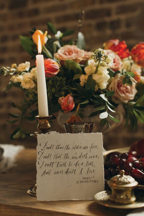 Poetry Wedding Decor, Love Quotes Wedding Decor, Shakespeare Themed Wedding, Poetry Themed Wedding, Shakespeare Wedding Theme, Shakespeare Party Ideas, Shakespeare Party, Shakespeare Wedding, Literature Wedding