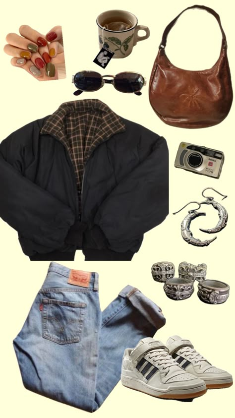 Jean Jacket Aesthetic, Alaska Outfits, Barista Style, Aesthetic Jeans, Jacket Aesthetic, Granola Outfits, Barista Fashion, Outfit Boards, Relaxed Outfit