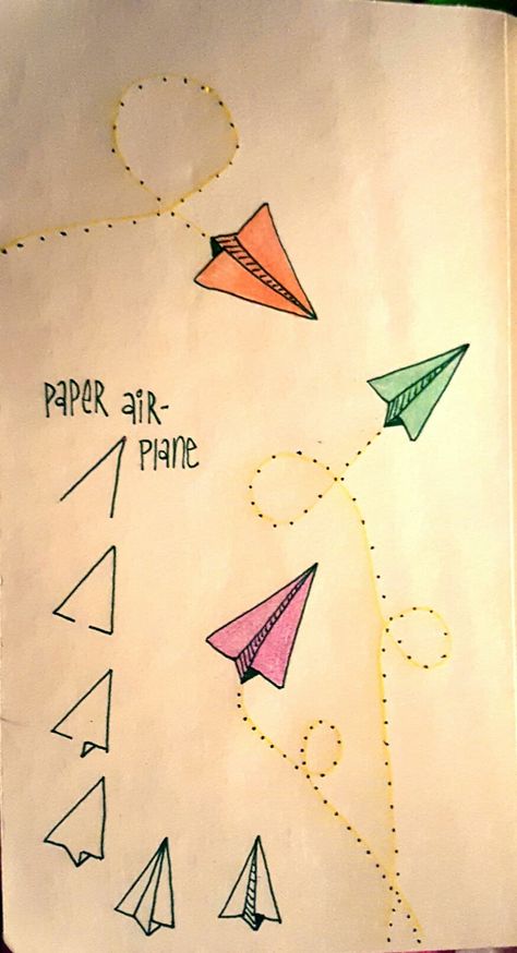 Paper airplanes are fun to draw Neat Notes, Journal D'inspiration, Kraf Kertas, Drawing Hands, Kraf Diy, Easy Doodle Art, Paper Airplanes, Bullet Journal Inspo, Bullet Journal Doodles