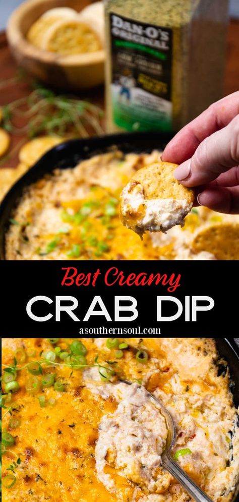 Easy Hot Crab Dip Easy Hot Crab Dip, Crab And Spinach Dip Recipe, Fish Dip Recipe, Shrimp And Crab Dip, Hot Crab Dip Recipe, Creamy Crab Dip, Crab Dip Recipe, A Southern Soul, Crab Cake Recipes