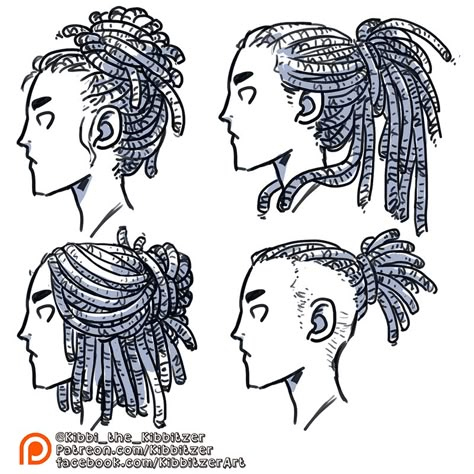 Enjoy my free previews! I know I can't stop the reposting, but please put the credits and don't trace! you can find me on istagram facebook twitter and especially on patreon🧡 Loc Hair Drawing, Dreads Hairstyle Drawing, Black Dreads Drawing, Locks Hairstyle Drawing, Dreads How To Draw, African American Hair Drawing Reference, Twists Drawing Reference, Cornrow Reference, Character Design Dreadlocks