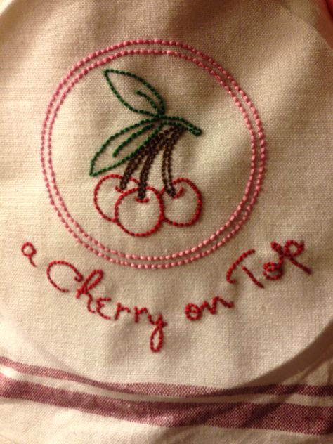 Embroidered Cherries, Cherry Embroidery, Sewing Projects Clothes, Crochet Inspo, Shirt Embroidery, Embroidery Ideas, Custom Embroidery, Hand Embroidery, Crochet Projects