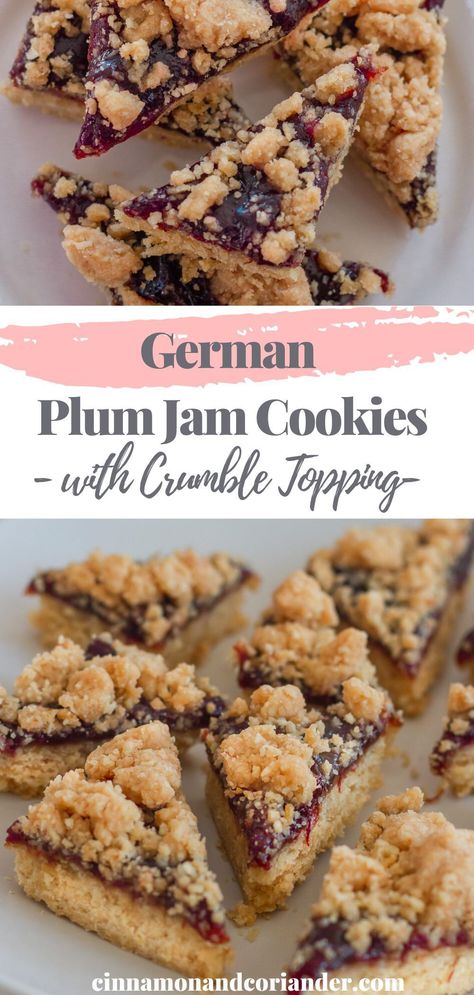 Cookies With Cinnamon, Plum Butter, Yummy Things To Bake, Plum Jam Recipes, German Food Authentic, German Cookies, Christmas Cookie Recipe, German Baking, Cinnamon Streusel