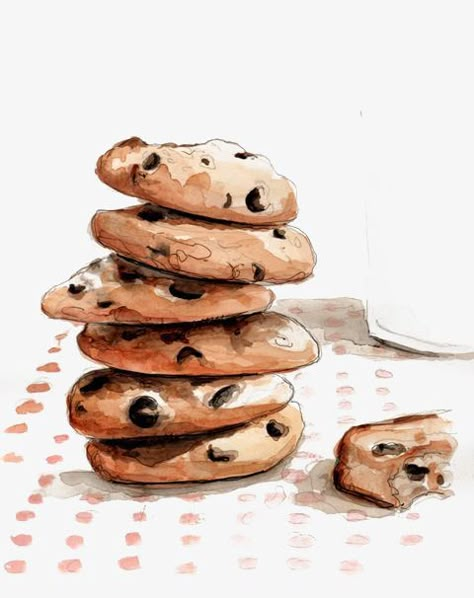 Hand-painted cookies,dessert,Biscuit,Chocolate Cookies,dessert Cookie Drawing, Hand Painted Cookies, Dessert Illustration, Desserts With Biscuits, Paint Cookies, Food Sketch, Food Illustration Art, Watercolor Food, Food Painting