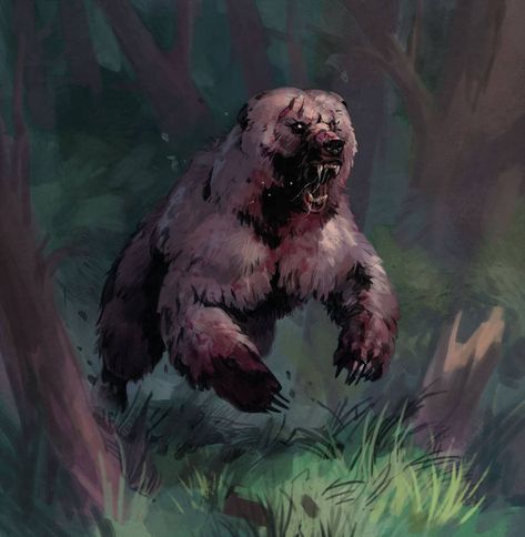 Bear Fantasy Art, Bear Concept Art, Bear Oc, Bear Sketch, Monster Concept Art, Mythical Creatures Art, Prehistoric Animals, Bear Art, Animal Sketches