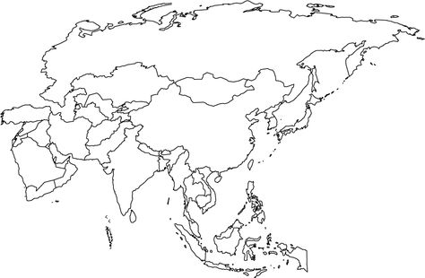 Free printable outline maps. Fabulous. Asia Map Geography, Blank Map Of Asia, Asian Map Drawing, Map Of Asia, South Asia Map, East Asia Map, World Map Coloring Page, Asian Maps, Blank World Map