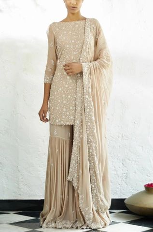 Embroidered Kurta Sharara Set Sharara Designs, Kurta Sharara Set, Kurta Sharara, Lehenga Online, Anita Dongre, Sharara Suit, Lakme Fashion Week, Casual Wedding Dress, Sharara Set