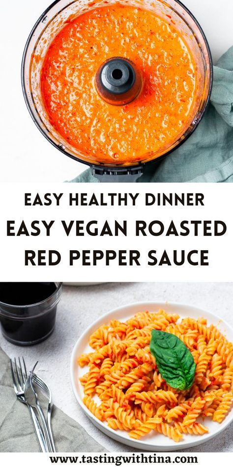 Red Pepper Pasta Sauce Vegan, Dairy Free Roasted Red Pepper Sauce, Red Pepper Recipes Vegan, Vegan Red Pepper Dip, Roasted Peppers Sauce Recipe, Roast Red Pepper Pasta, Vegan Red Pepper Sauce, Roasted Red Pepper Tofu Sauce, Roasted Red Pepper Pasta Sauce Vegan