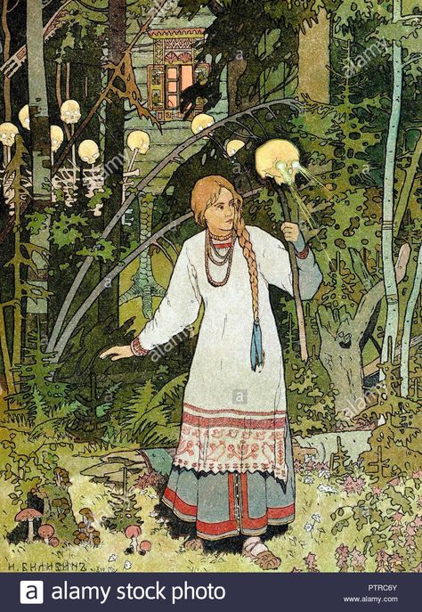 Bilibin Ivan - Vasilisa the Beautiful ... In The Forest Illustration, Ivan Bilibin, Frankenstein Art, Baba Jaga, Forest Tapestry, Russian Folk Art, Forest Illustration, Fairytale Illustration, 3d Studio