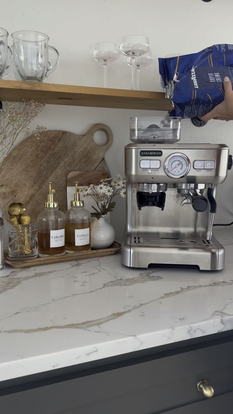 Shop CASABREWS Espresso Machine with … and other curated products on LTK, the easiest way to shop everything from your favorite creators. Espresso Machine In Pantry, Espresso Station Ideas Countertop, Nespresso Bar Ideas, Espresso Machine In Kitchen, Coffee Station Decor Ideas, Espresso Station In Kitchen, Home Espresso Station, Breville Espresso Machine Station, Espresso Set Up