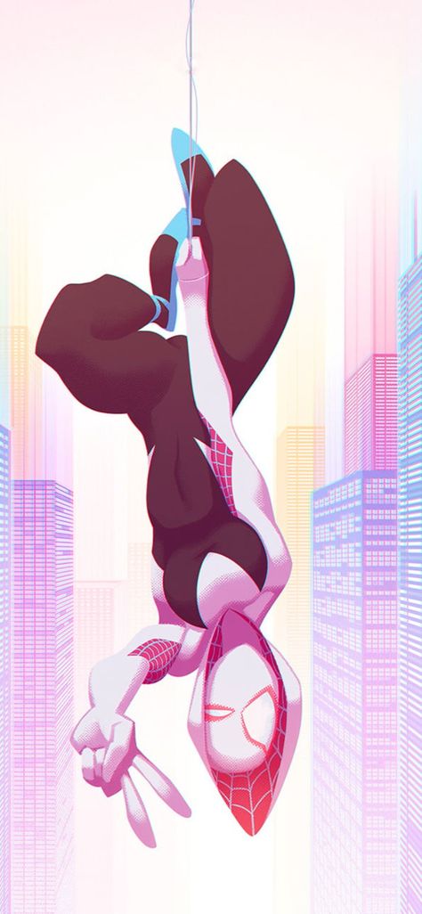 Girl Spiderman Wallpaper, Spider Gwen Hanging Upside Down, Spidergwen Wallpapers, Wallpaper Spider Girl, Spider Women Wallpaper, Spider Woman Poses, Spidergirl Drawing, Spidergirl Wallpaper, Gwen Background