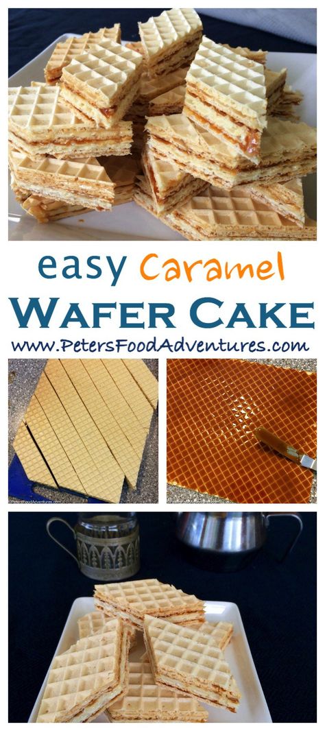 Super easy to make, and so caramel-y and sticky. It's known by several different names in Eastern Europe, Вафли, Oblandi, or Oblate - Vafli Wafer Cake with Caramel (Вафли) Wafer Cake Recipe, Wafer Cake, Serbian Food, Slovak Recipes, Witch's House, Polish Desserts, Eastern European Recipes, Cake With Caramel, Russian Food