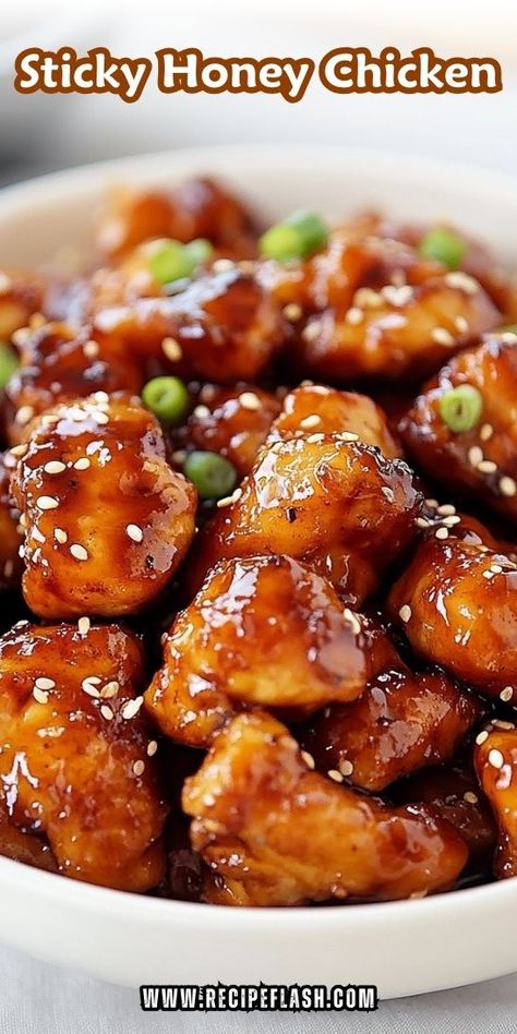 Searching for a crowd-pleasing dinner idea? This Sticky Honey Chicken is not only delicious but also incredibly easy to make, perfect for any night of the week. Be sure to save this recipe for later so you can whip it up whenever you need a tasty meal! Sweet Honey Chicken, Sticky Honey Chicken, Honey Chicken Recipe, Chicken Sauce Recipes, Chicken Sauce, Sticky Chicken, Honey Sauce, Whip It, Sauce For Chicken