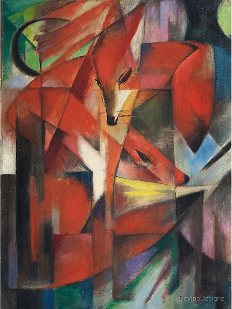 "Franz Marc - The Foxes" Photographic Print by DevineDesignz | Redbubble Fox Art Print, Art Fox, Franz Marc, German Expressionism, Expressionist Art, Piet Mondrian, Fox Art, Jackson Pollock, Vintage Cat