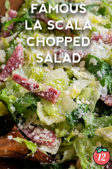 Famous La Scala Chopped Salad | 12 Tomatoes Layered Garden Salad, Lascala Salad Recipes, Layered Lettuce Salad Recipes, La Scala Salad Recipe, Iceburgers Lettuce Salad Recipes, Martha Stewart Alexis Chopped Salad, La Sala Chopped Salad, Chopped Wedge Salad 12 Tomatoes, Famous La Scala Chopped Salad 12 Tomatoes