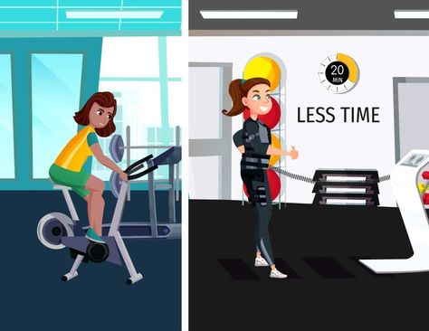 FITNESS ANIMATION VIDEO FEATURING THE PROS AND CONS OF EMS TRAINING VS CONVENTIONAL TRAINING AT A GYM #fitness #workout #ems #emstraining #animationvideo #fitnessvideo #videoproduction #uae Fitness Animation, Ems Training, Electric Muscle Stimulator, 2d Character Animation, Muscle Stimulator, Workout Results, Relieve Back Pain, Corporate Videos, Animation Video