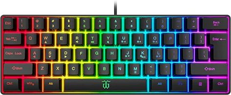 Wired Gaming Keyboard, RGB Backlit Ultra-Compact Mini Keyboard, Waterproof Small Compact 61 Keys Keyboard for PC/Mac Gamer, Typist, Travel, Easy to Carry on Business 61 Key Keyboard, 60% Keyboard, Keyboard Keys, Mini Keyboard, Computer Camera, Key Cap, Fitness Tools, Travel Games, Gaming Keyboard