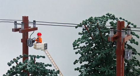 Power Line | Flickr - Photo Sharing! Lineman Decor, Lego Tree, Lego Town, Lego Land, Construction Lego, Lego Inspiration, Lego Diy, Lego Modular, Power Lines