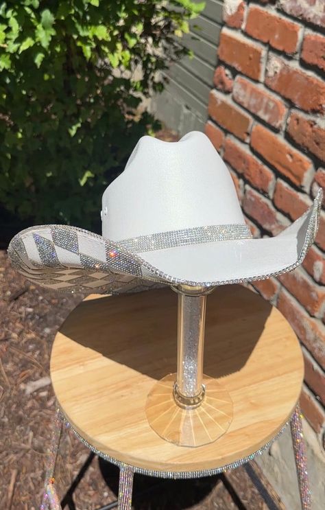 Bedazzled Cowboy Hats, Rhinestone Cowboy Party, Dance Trophies, Rhinestone Cowgirl Hat, Rhinestone Cowboy Hat, Space Costume, Cowgirl Hats Western, Welding Hood, Hat Business