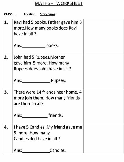 Story sum - Class 1 Maths Worksheet Class 1 Maths Worksheets Addition, 2 Nd Class Maths Worksheet, Worksheet For Class 3 Maths, Class 1maths Worksheets, Icse Class 2 Maths Worksheet, Mental Maths For Class 1, Class 1 Addition Worksheet, Icse Class 1 Maths Worksheet, Addition Worksheets For Class 1