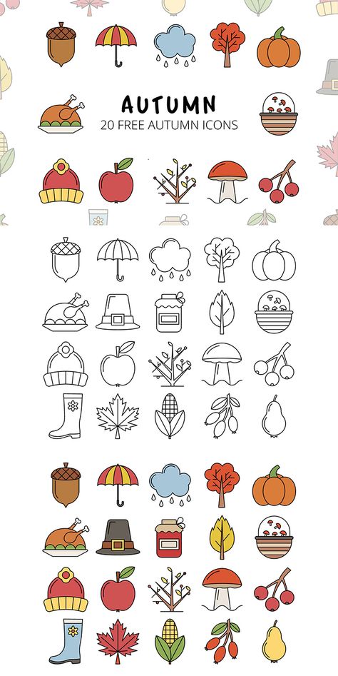 Beauty Icons Design, November Symbols, November Icons, September Icon, November Template, Poster Environment, Forest Border, Layout Wallpaper, Autumn Icons