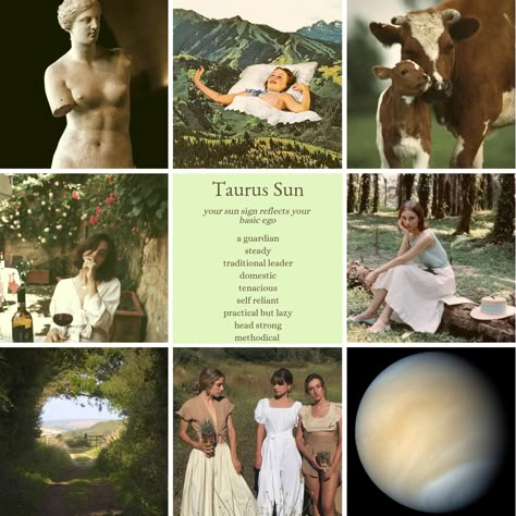 Taurus Sun Gemini Rising, Taurus Sun Aries Moon Aesthetic, Zodiac Aesthetic Taurus, Taurus Sun Libra Rising, Taurus Mood Board, Green Taurus Aesthetic, Taurus Vibes Aesthetic, Taurus Room Aesthetic, Taurus Sun Aesthetic