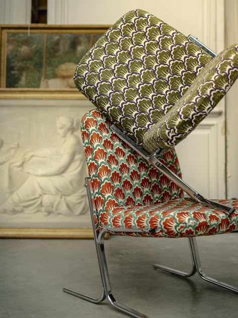 Fabrics L5043_BOSQUET_C533_C538_FE Bosquet | Pierre Frey Dedar Fabric, Patterned Armchair, Furniture Quotes, Chaise Restaurant, Pierre Frey Fabric, T Wallpaper, Axminster Carpets, Slipper Chairs, Printed Carpet