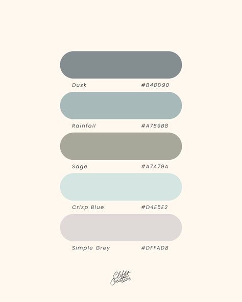 See more color palettes at Clifft Creative ✨ Crisp Color Palette, Gentle Color Palette, Sea Foam Color Palette, Church Color Palette, Relaxing Color Palette, Relaxing Bedroom Colors, Calming Color Palette, Mango Mala, Calm Color Palette