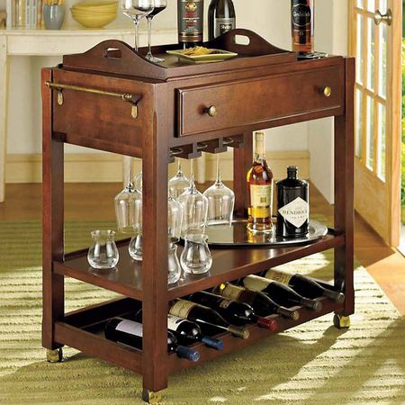 Cortona Bar Cart. Wine Bar Cart, Wooden Bar Cart, Wine Furniture, Home Bar Setup, Bar Sets, Wine Rack Storage, Diy Home Decor Bedroom, Interior Design Diy, Wine Enthusiast