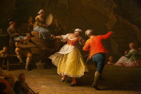 Tarantella Dance, 18th Century Aesthetic, Elizabethan Era, Dancing Aesthetic, Partner Dance, Folk Dance, Old Paintings, Lets Dance, Ancient Art