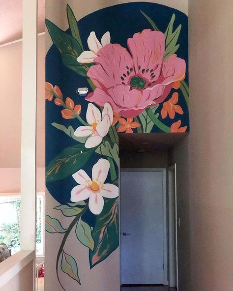 Bathroom Mural, Diy Mural, Garden Mural, Flower Mural, Tree Mural, Colorful Murals, Murals Street Art, Mural Design, Arte Sketchbook